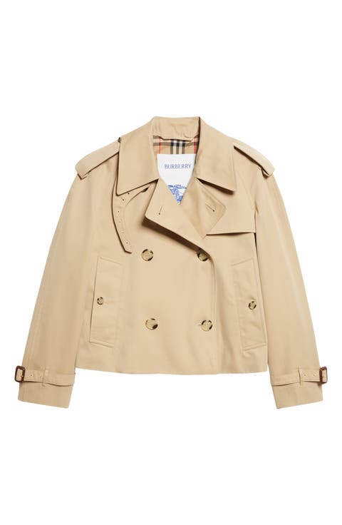 Haltye Cotton Gabardine Crop Trench Jacket