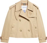 Burberry Haltye Cotton Gabardine Crop Trench Jacket