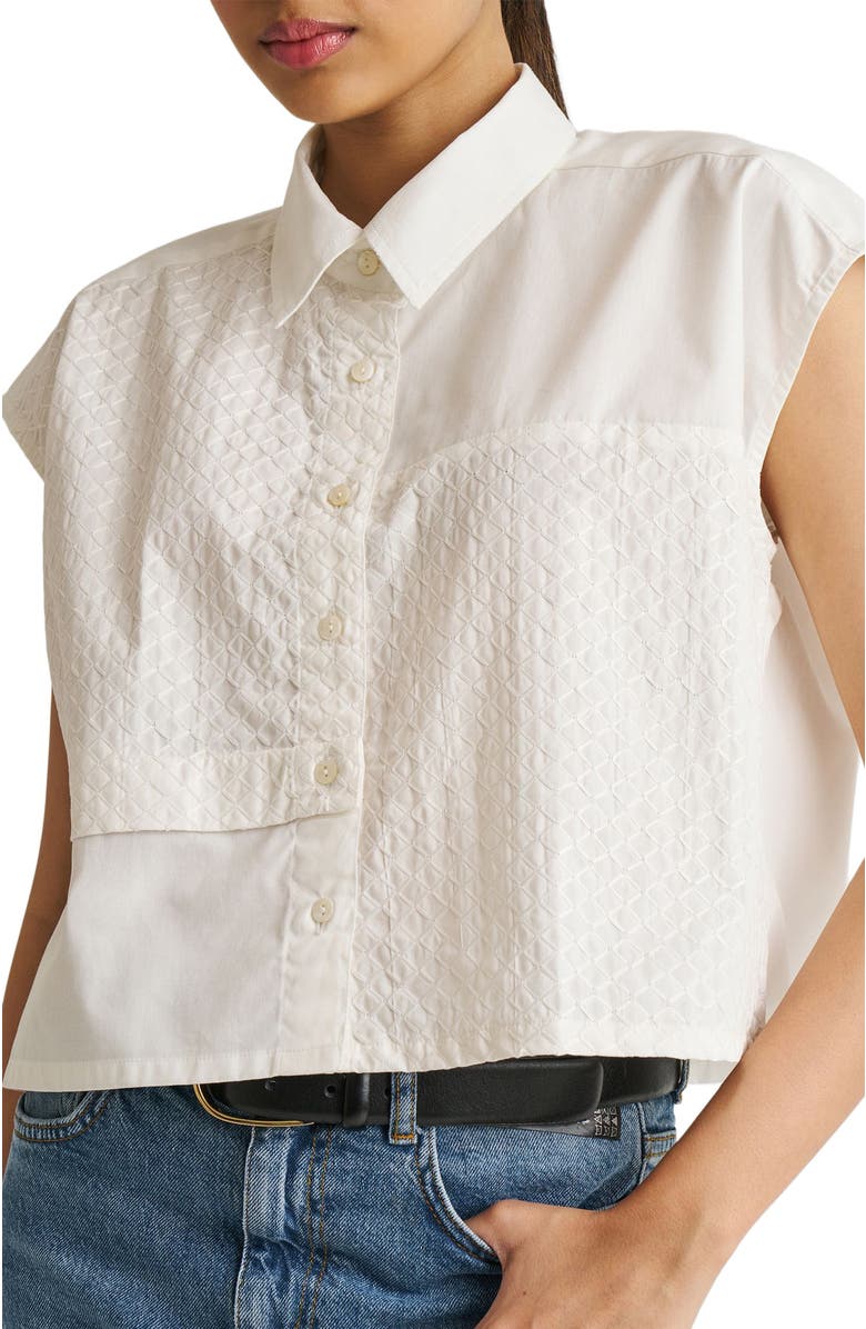 Reistor Embroidered Panel Crop Top, Alternate, color, Coconut White