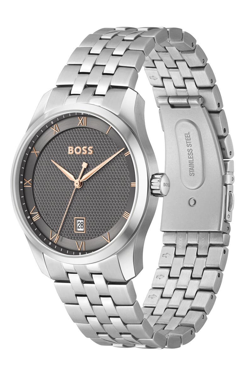 BOSS Principle Bracelet Watch, 44mm, Alternate, color, Silver