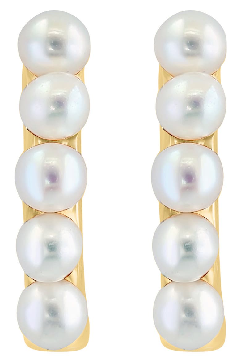14K Yellow Gold 5-5.5mm Freshwater Pearl Hoop Earrings, Alternate, color, WHITE