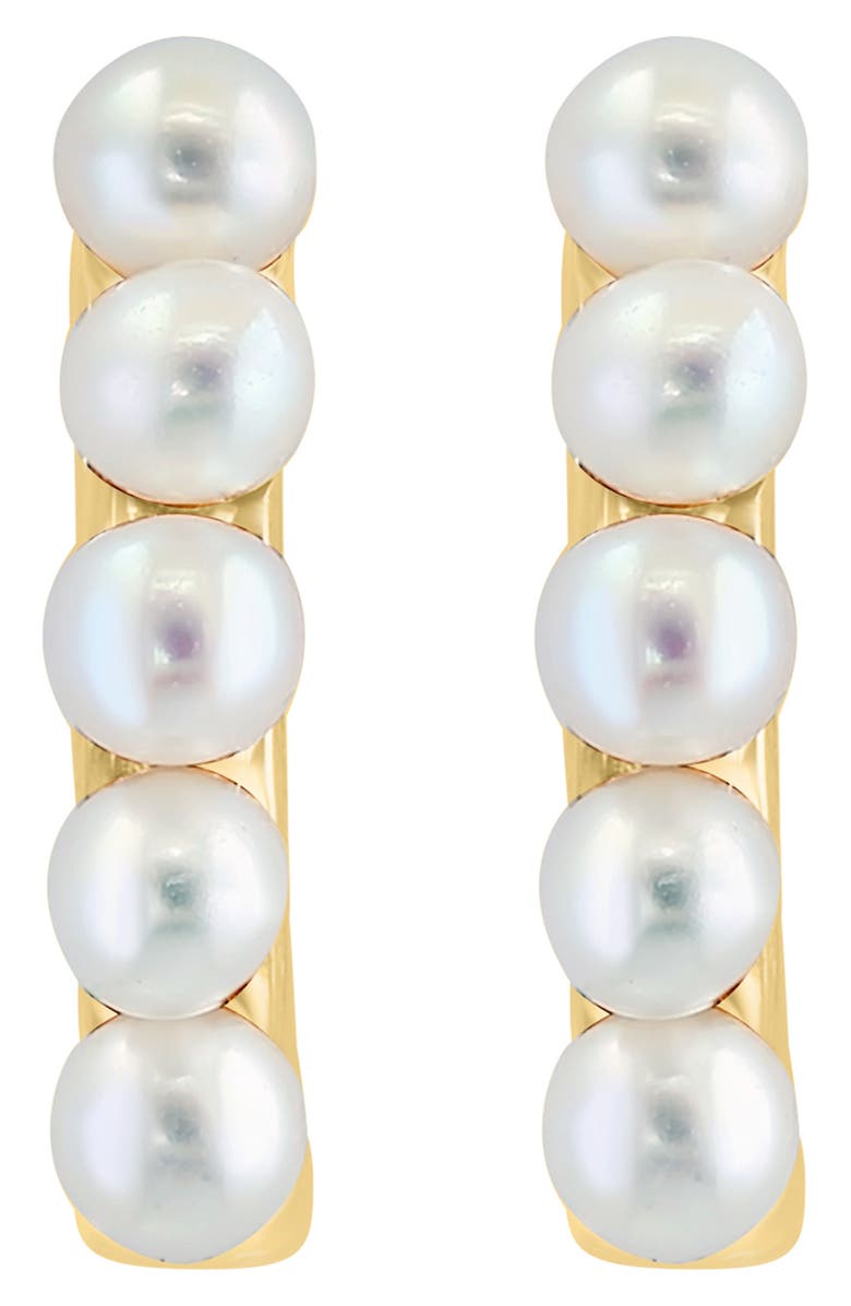 EFFY 14K Yellow Gold 5-5.5mm Freshwater Pearl Hoop Earrings, Alternate, color, White