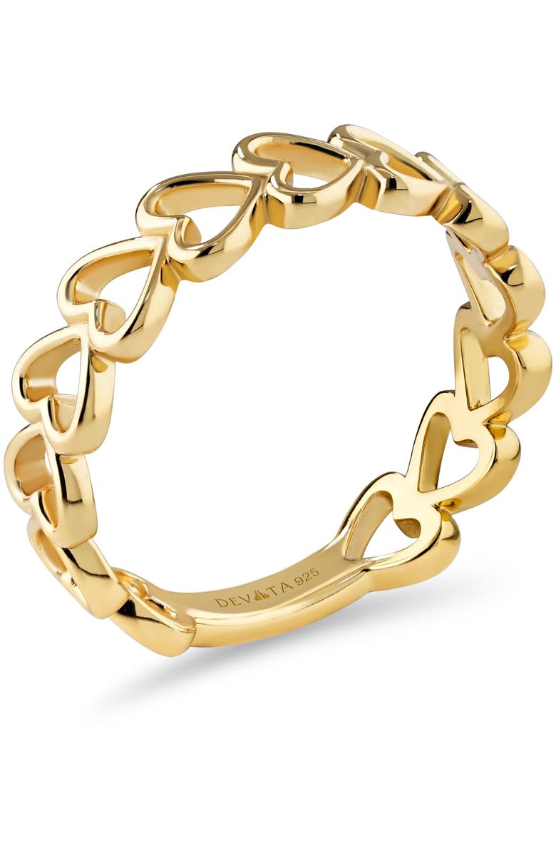 DEVATA Open Heart Ring in Gold Plated Sterling Silver, Alternate, color, Yellow Gold