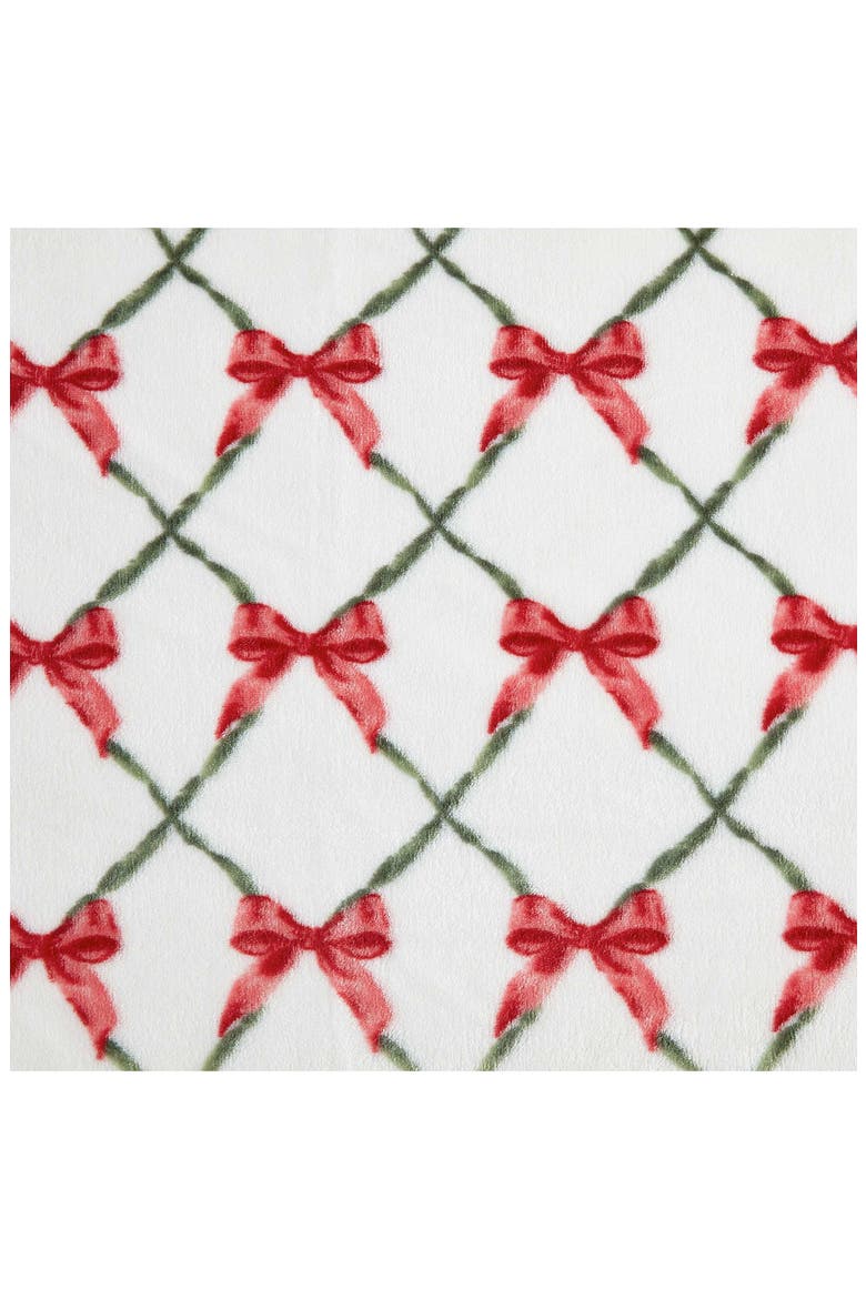 Emma's Bow Plush Throw Blanket, Alternate, color, WHITE/ RED/ GREEN