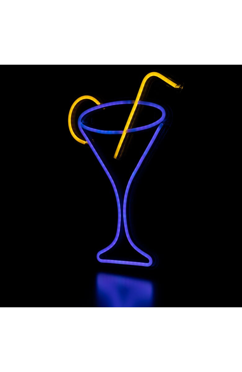 Northlight LED Martini Cocktail Neon Lighted Wall Art - 17" - Blue and Yellow, Alternate, color, Blue