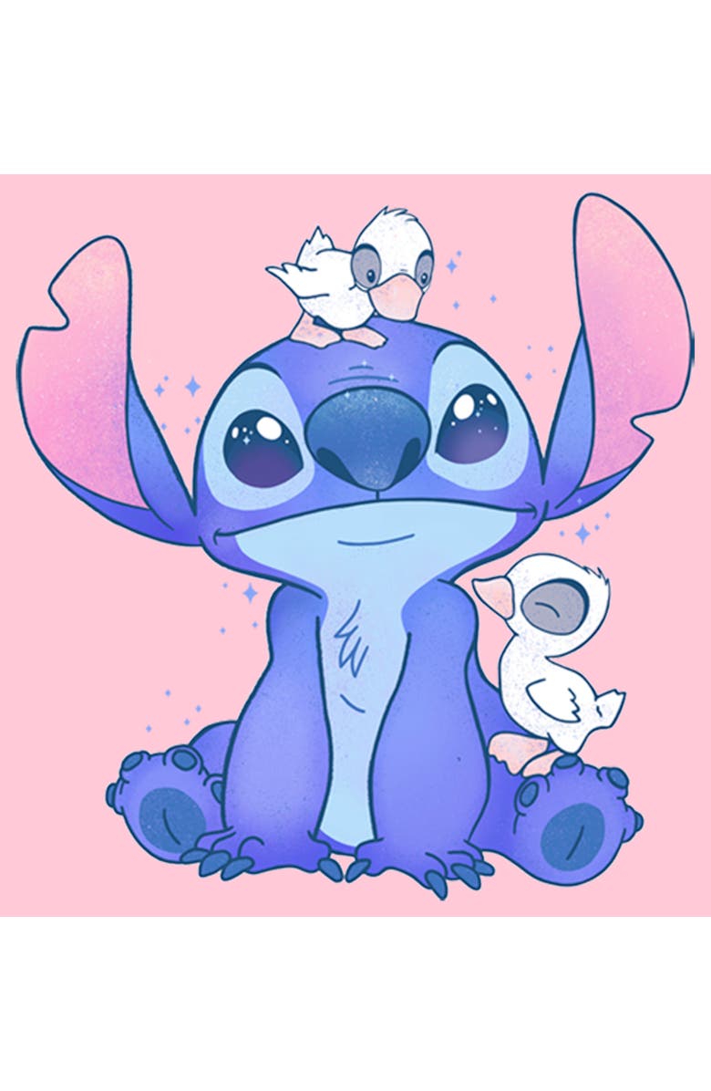 Lilo & Stitch Girl's Lilo & Stitch Hanging with Ducks  Graphic T-Shirt, Alternate, color, Light Pink