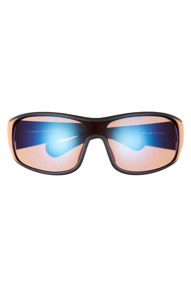 77mm Wrap Shield Sunglasses, Alternate, color, BLACK/ ORANGE