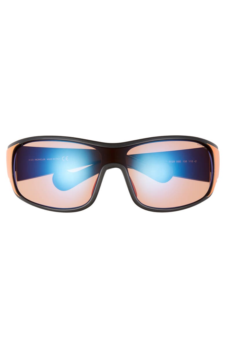 Moncler 77mm Wrap Shield Sunglasses, Alternate, color,