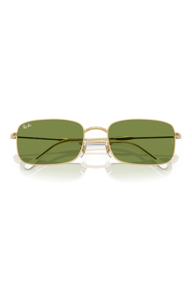 56mm Rectangular Sunglasses, Alternate, color, ARISTA / GREEN