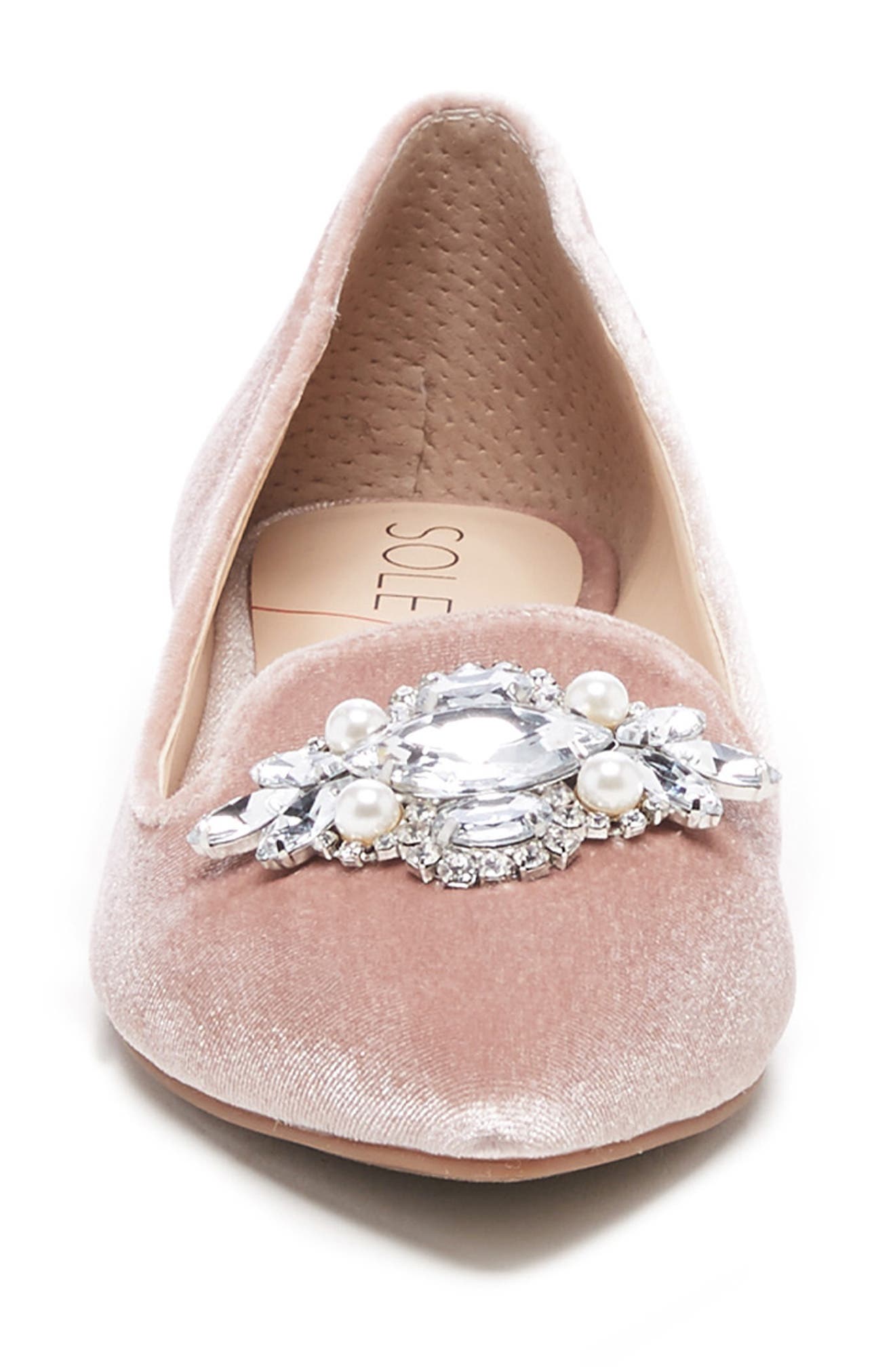 Libry Crystal Embellished Flat, Alternate, color, MOONLIGHT SUEDE