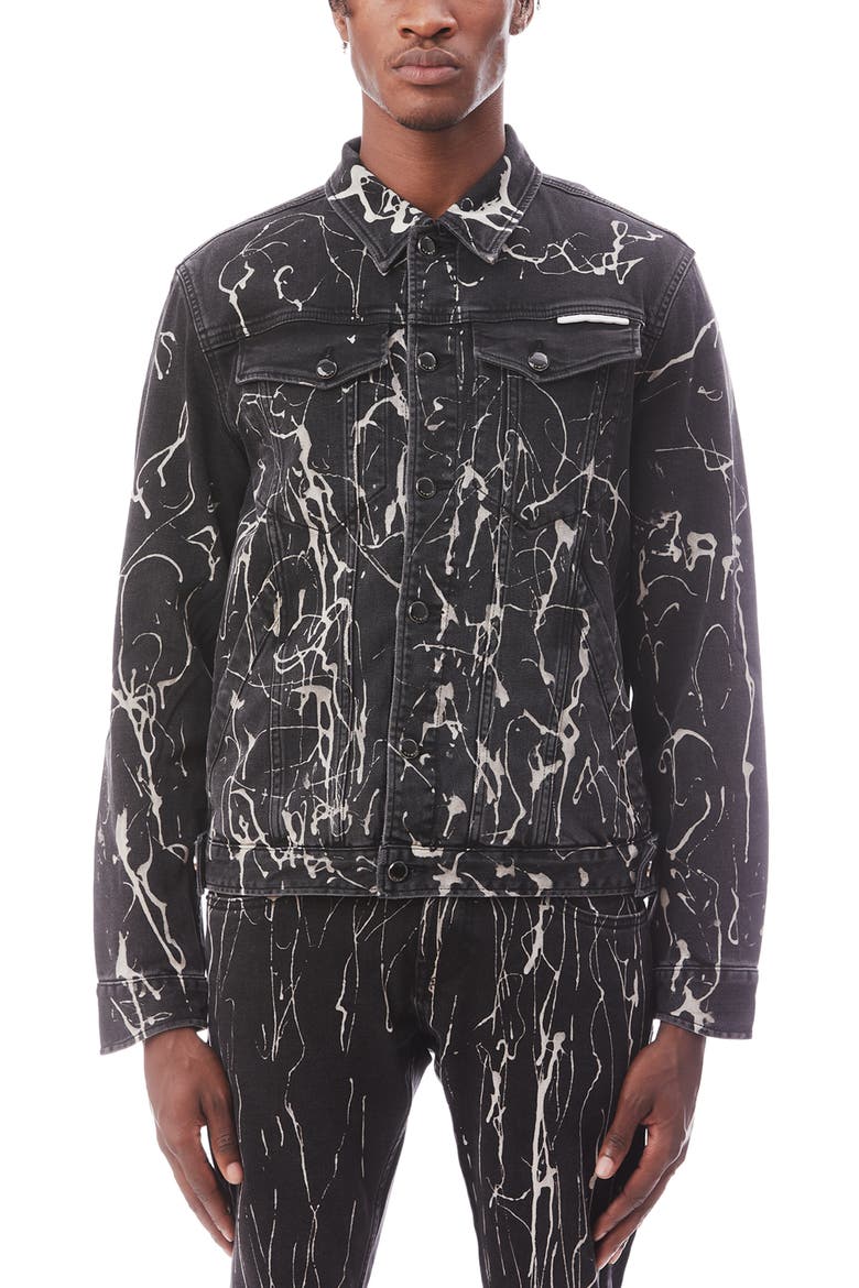 MK2 Paint Splatter Denim Jacket, Main, color, BLACK OPIUM