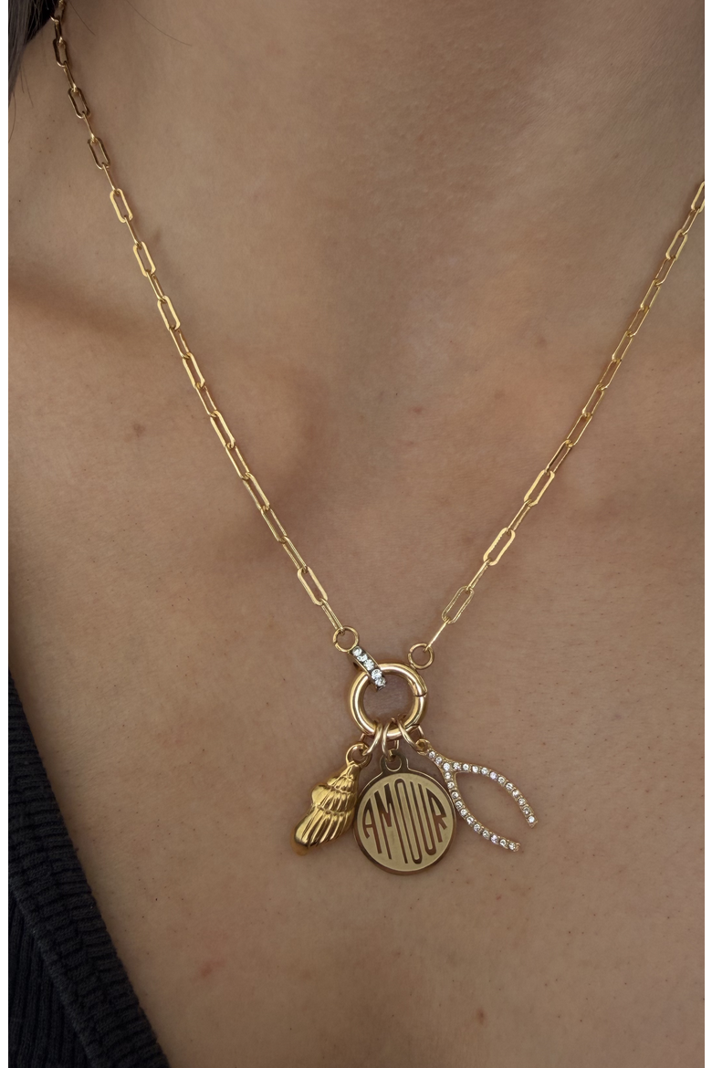 Amour Coin 14k Gold Filled Charm Necklace, Alternate, color, GOLD
