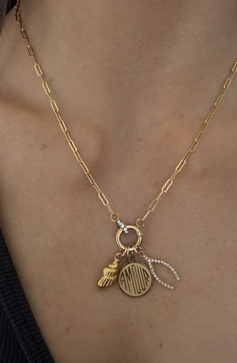 CUFFED BY NANO Amour Coin 14k Gold Filled Charm Necklace, Alternate, color, Gold