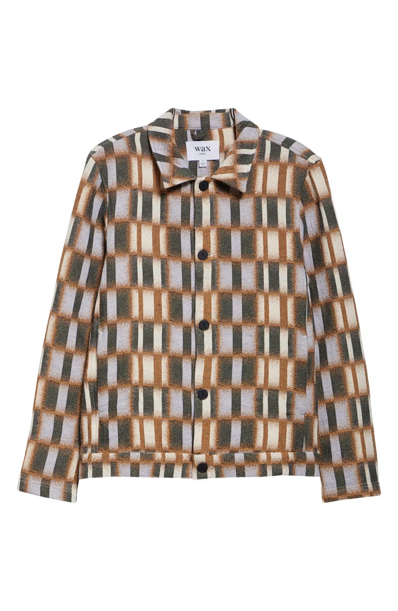 Wax London Iggy Geo Print Button-Up Jacket, Main, color, Beige / Blue