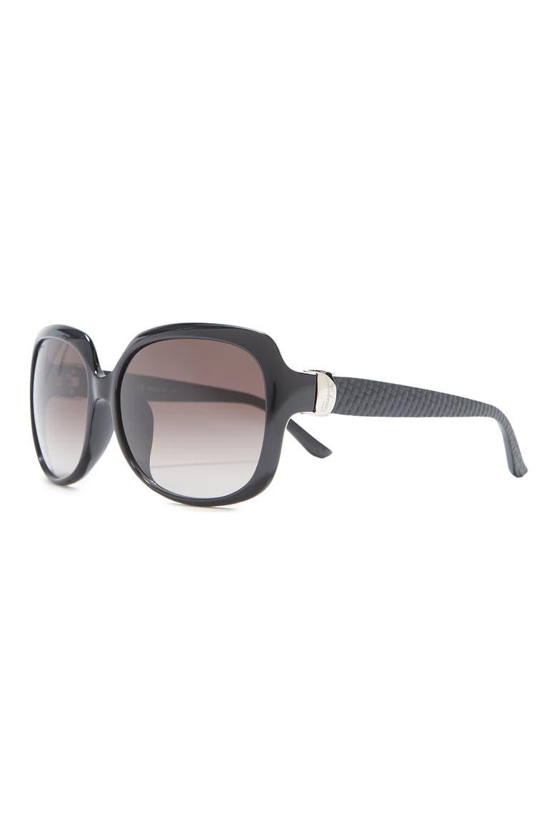 Salvatore Ferragamo 59mm Square Sunglasses, Alternate, color, BLACK