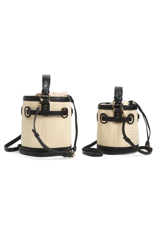 Mali + Lili Gina Set Of 2 Twinning Straw Bucket Bags In Multi