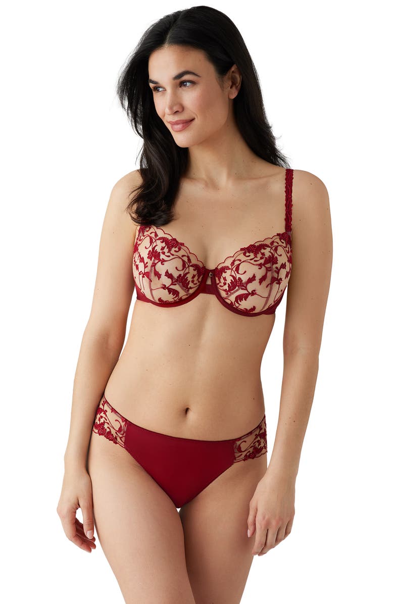 Wacoal Dramatic Interlude Underwire Bra, Alternate, color, Deep Red