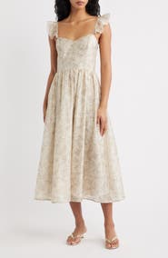 Lulus Mara Ruffle Strap Midi Dress