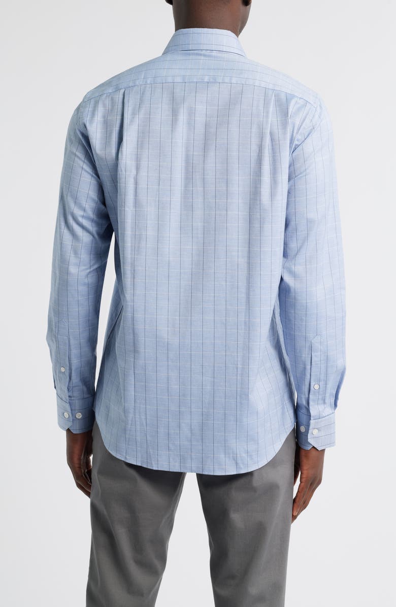 Scott Barber Regular Fit Windowpane Check Mélange Cotton Dobby Button-Up Shirt, Alternate, color, Blue