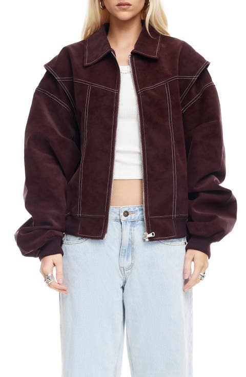 Vista Faux Suede Bomber Jacket