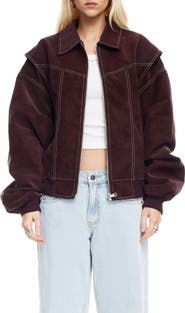 LIONESS Vista Faux Suede Bomber Jacket