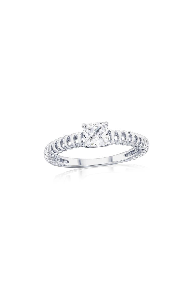 Square Cubic Zirconia Wire Ring, Main, color, SILVER