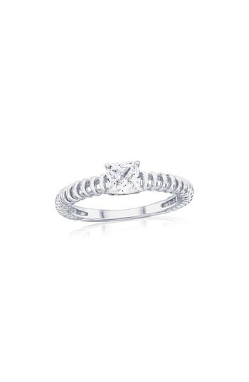 Simona Square Cubic Zirconia Wire Ring In Silver