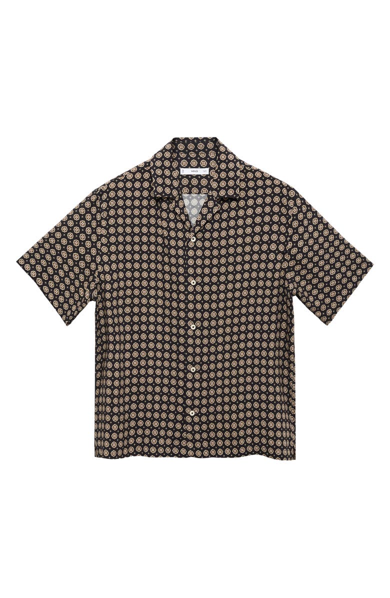 MANGO Print Regular Fit Short Sleeve Button-Up Camp Shirt, Alternate, color, 
