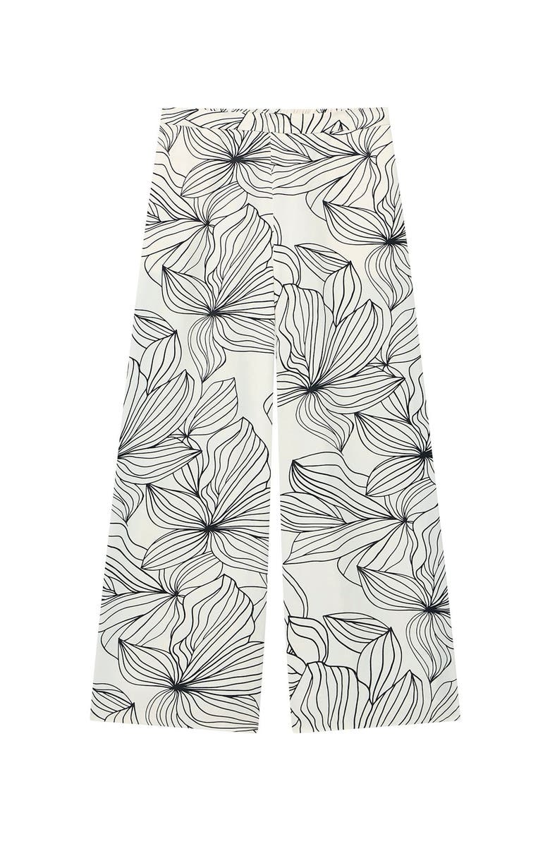 MINT VELVET Floral Print Wide Satin Trousers, Alternate, color, Cream