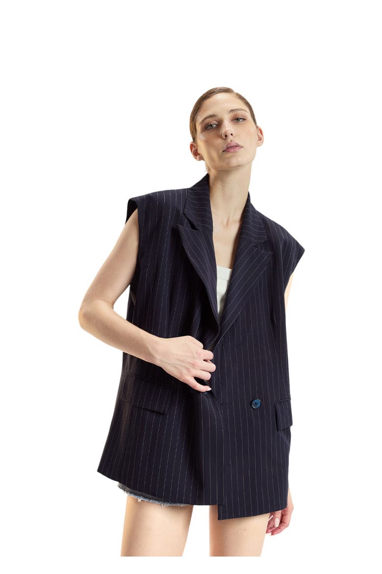 Oversized Double Breasted Vest, Alternate, color, Navy