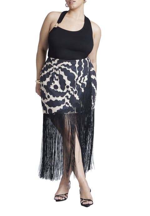 Wrap Front Fringe Mini Skirt