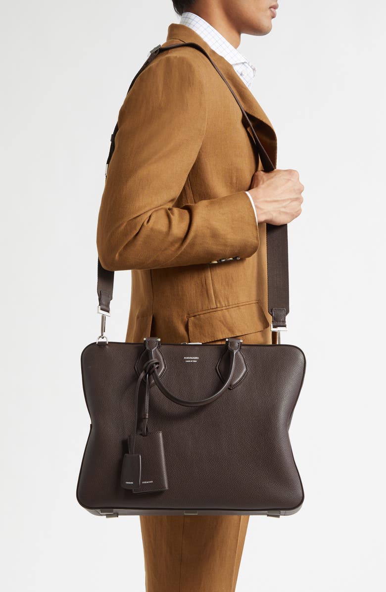 FERRAGAMO Star Leather Tote, Alternate, color, Testa Di M Testa Di Moro