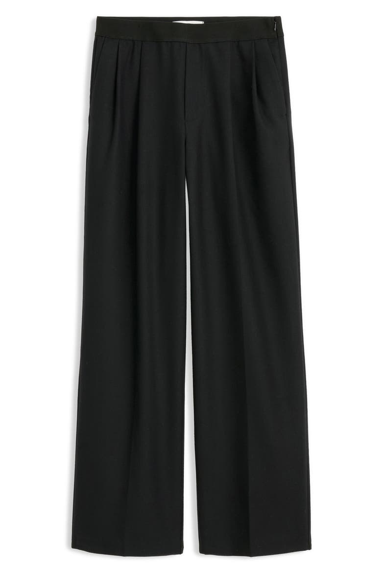 Primrose Pleated Wool Pull-On Trousers, Alternate, color, BLACK