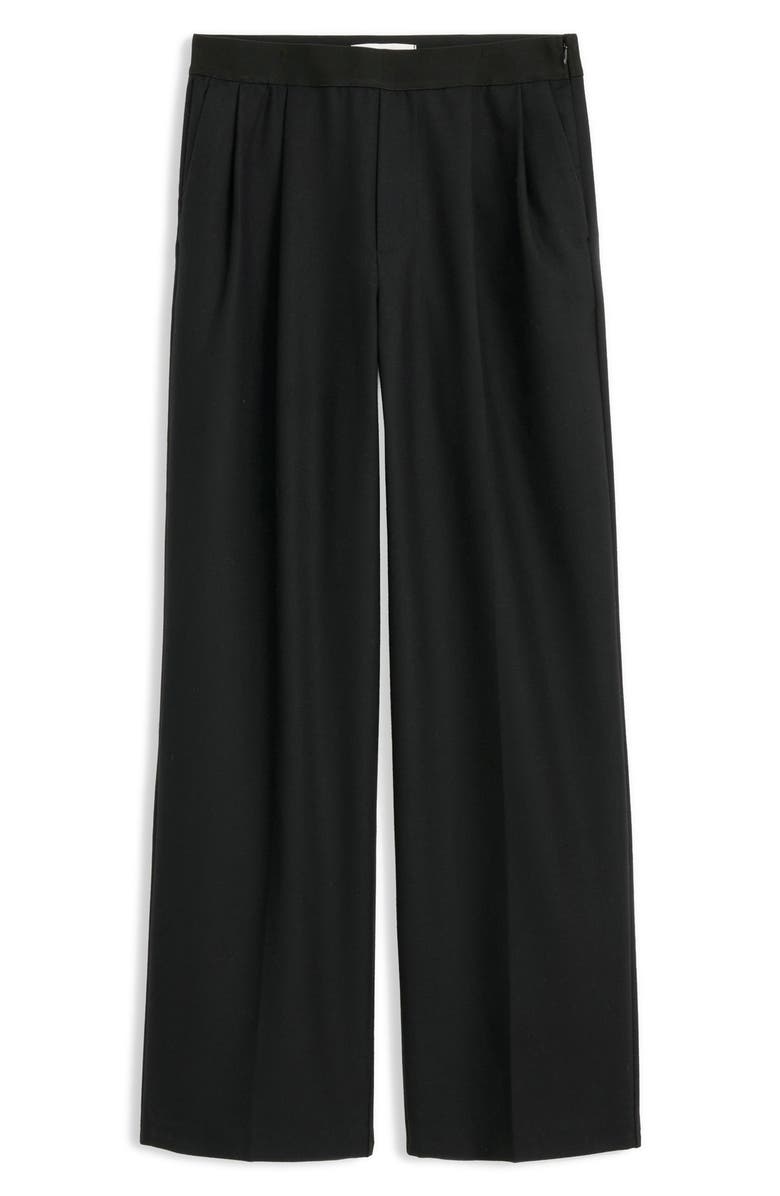 Alex Mill Primrose Pleated Wool Pull-On Trousers, Alternate, color, Black