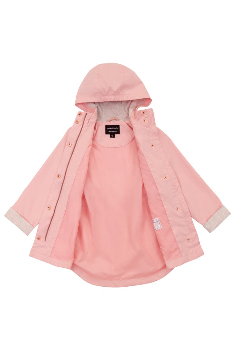 Kids' Lightweight Rain Jacket Trench Coat, Alternate, color, Peach