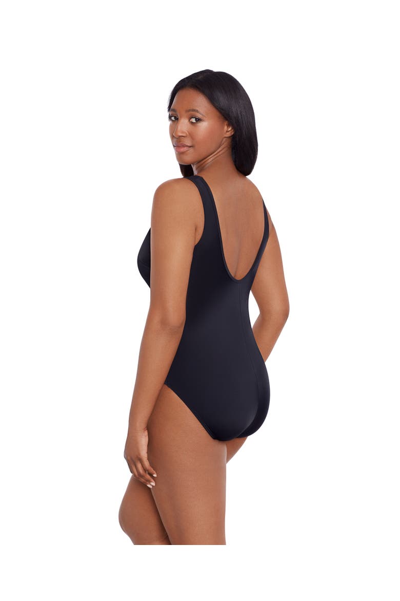 Mesh Highneck Long Torso One-Piece Swimsuit, Alternate, color, Night Gala