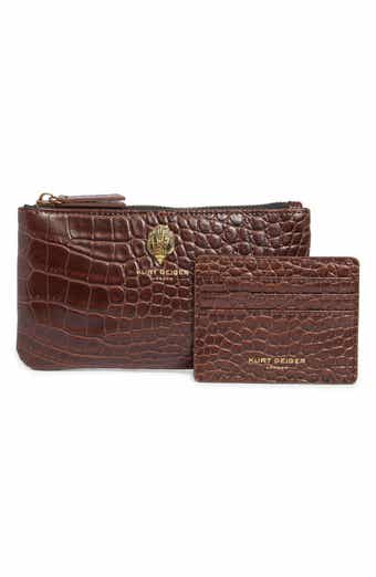 Croc Embossed Faux Leather Pouch and Cardholder Set