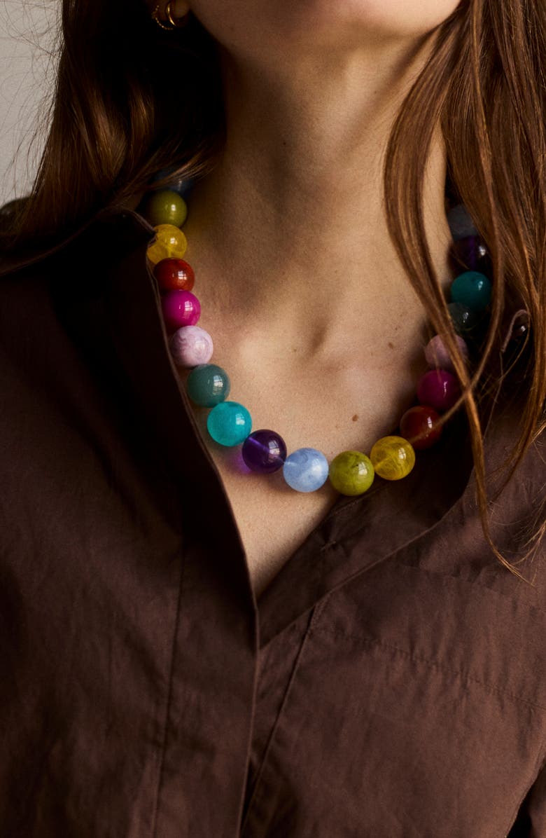 BaubleBar Jane Rainbow Semiprecious Beaded Necklace, Alternate, color, Rainbow