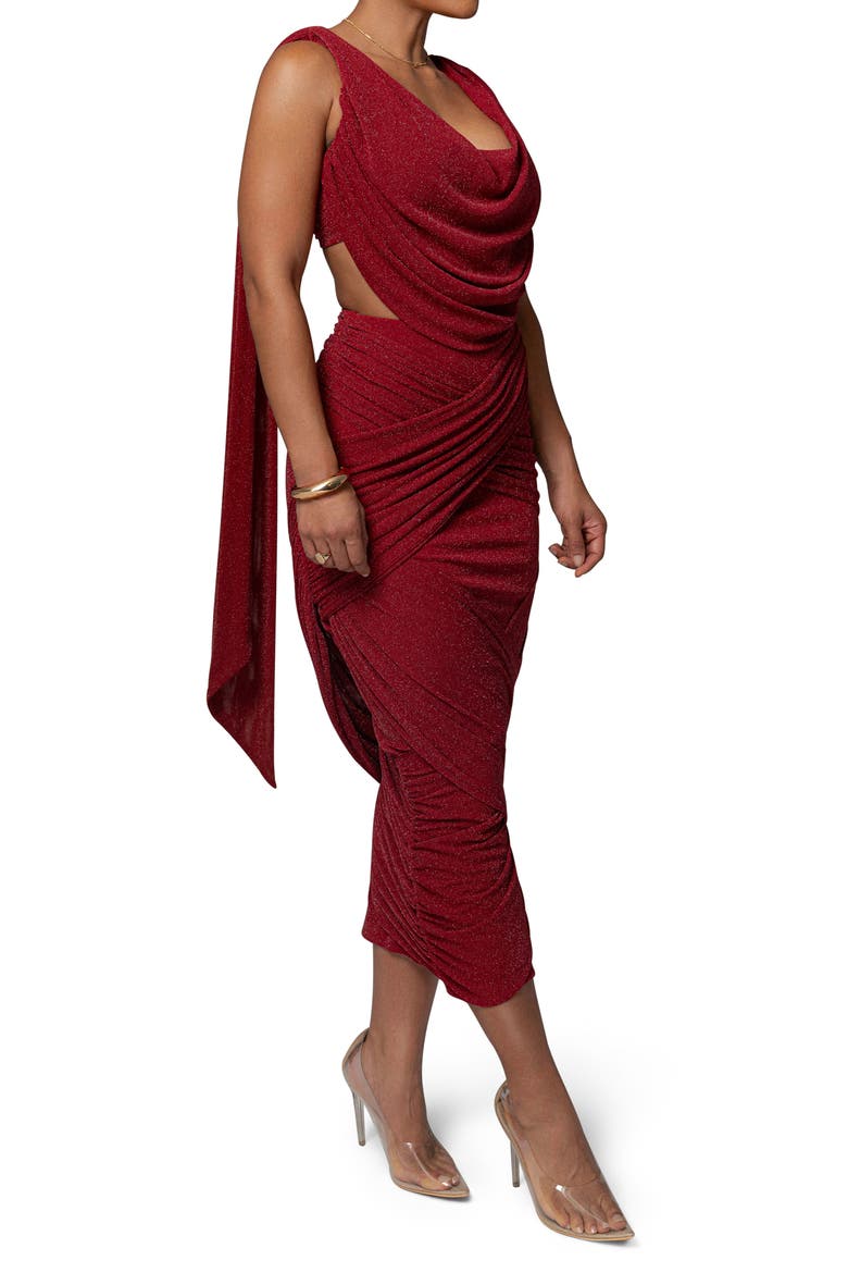 Divine Drape Sleeveless Dress, Alternate, color, RED
