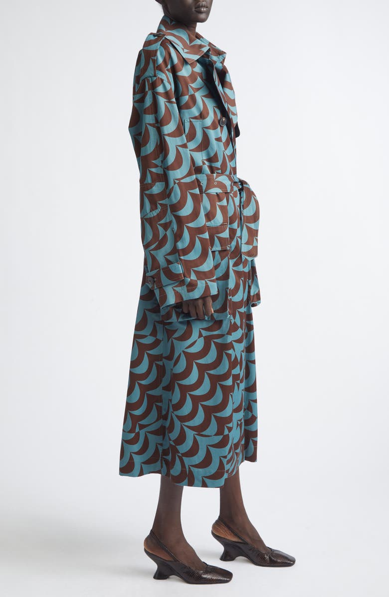 Dries Van Noten Moon Print Trench Coat, Alternate, color, Blue/ Brown