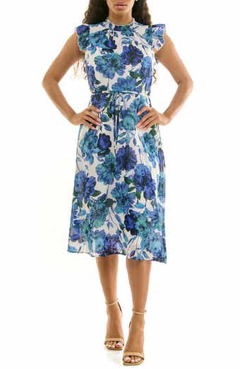 Nina Leonard Smock Chiffon Midi Dress