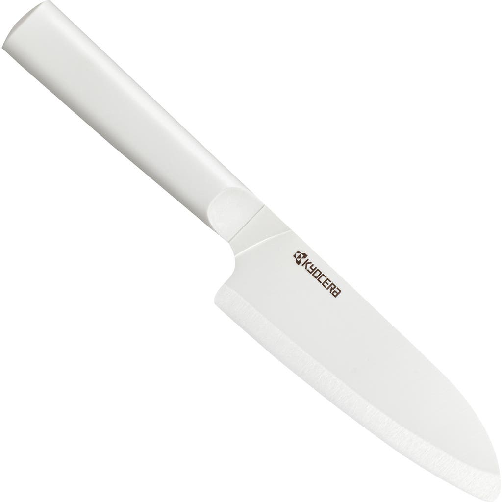 Kyocera Innovationwhite 5.5-inch Ceramic Santoku Knife, White Blade In Silver