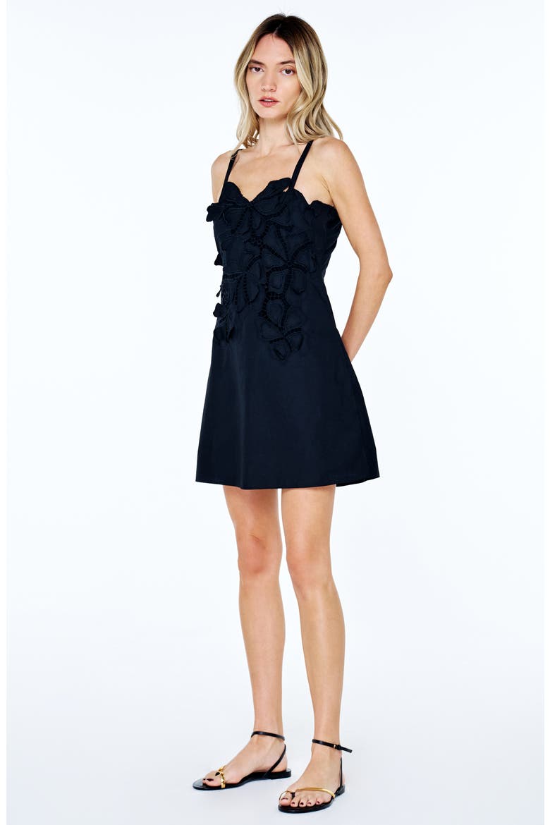 Lucielle Eyelet Minidress, Alternate, color, BLACK