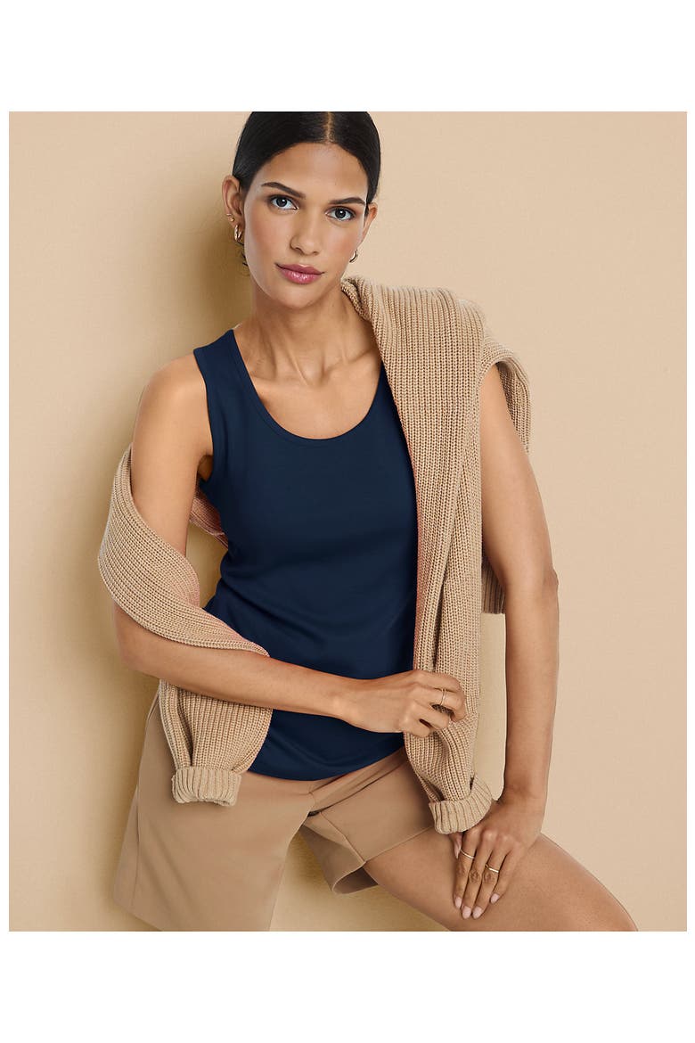 Cotton Tank Top, Alternate, color, Radiant Navy