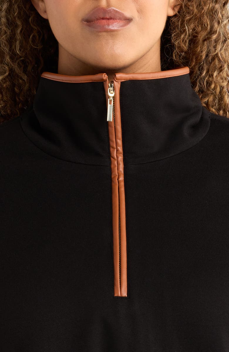 Jones New York Tipped Quarter Zip Poncho, Alternate, color, Jones Black/ Medchestnut