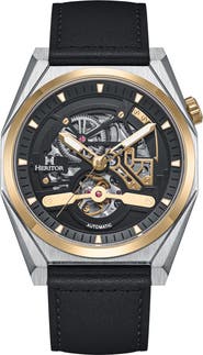 Heritor Automatic Amadeus Semi-Skeleton Leather-Band Watch