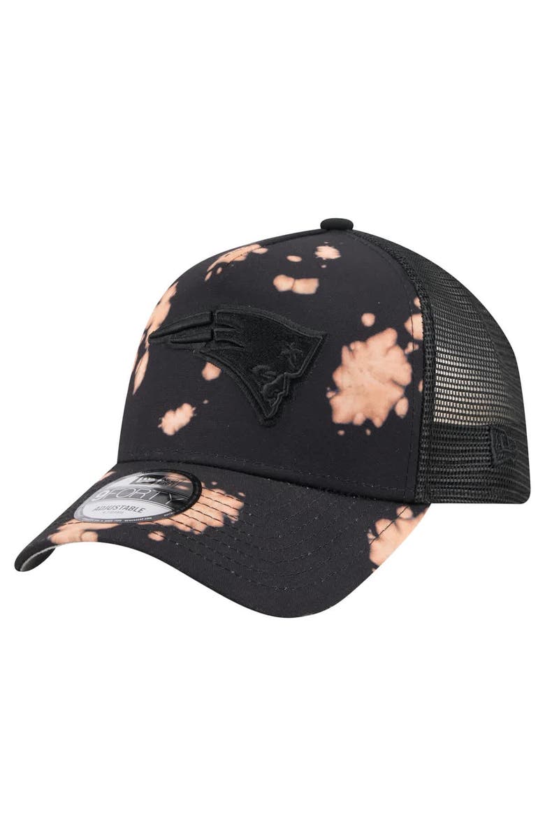 New Era Men's New Era Black New England Patriots Bleached 9FORTY A-Frame Adjustable Hat, Main, color, Black
