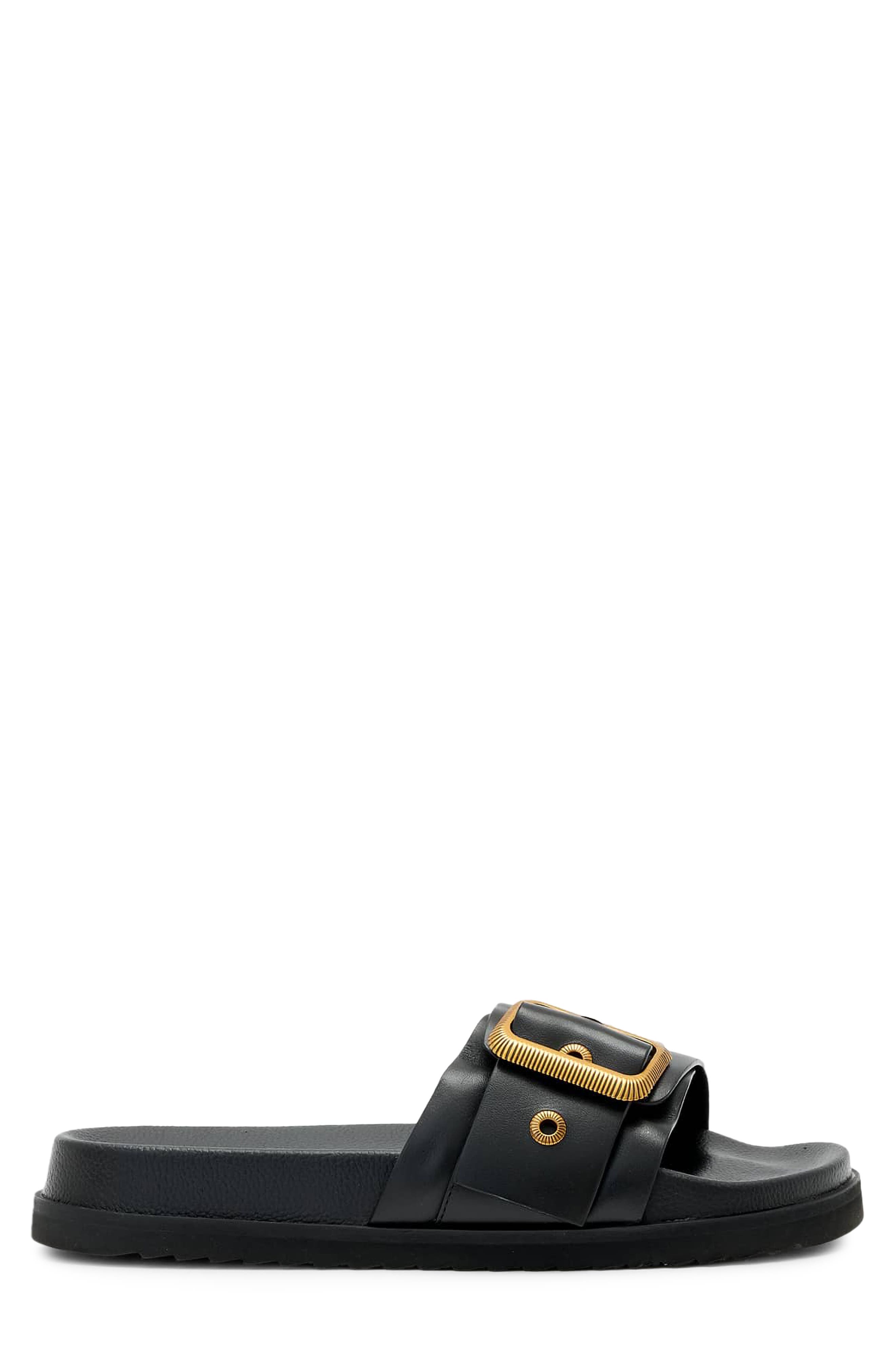 AllSaints Ellie Western Slide Sandal, Alternate, color, Black