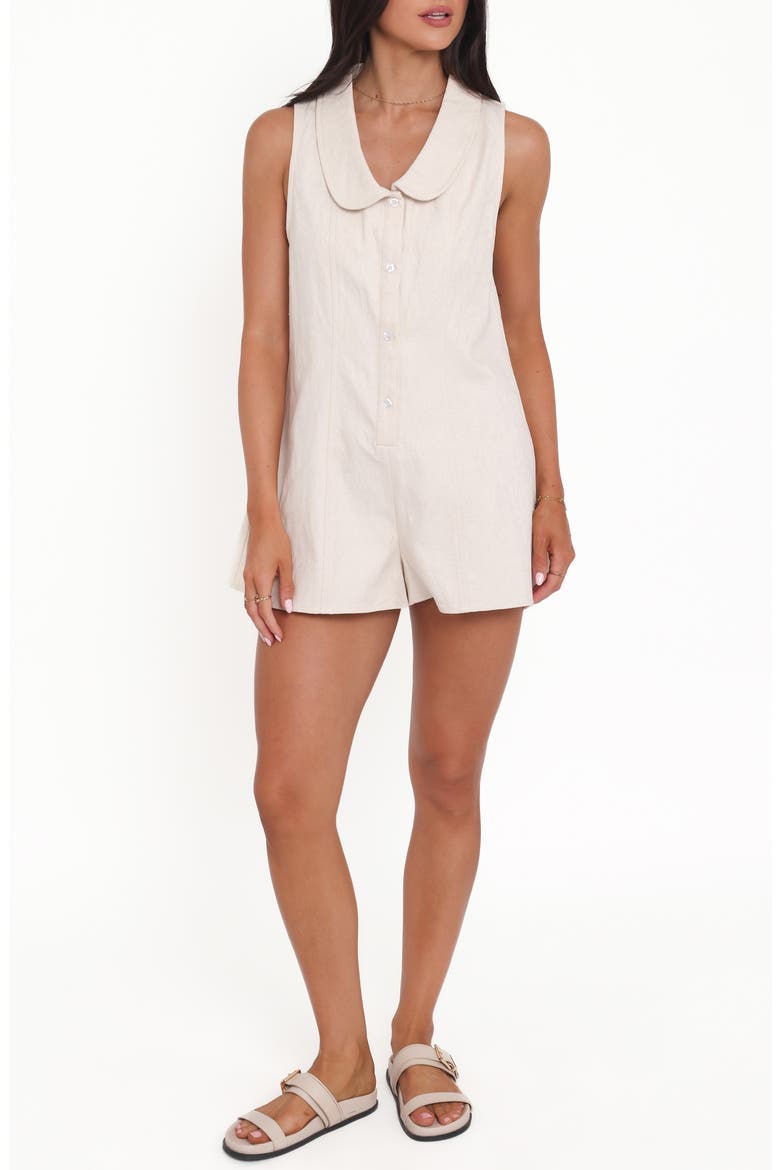 Lavina Collared Cotton Blend Romper, Main, color, CREAM