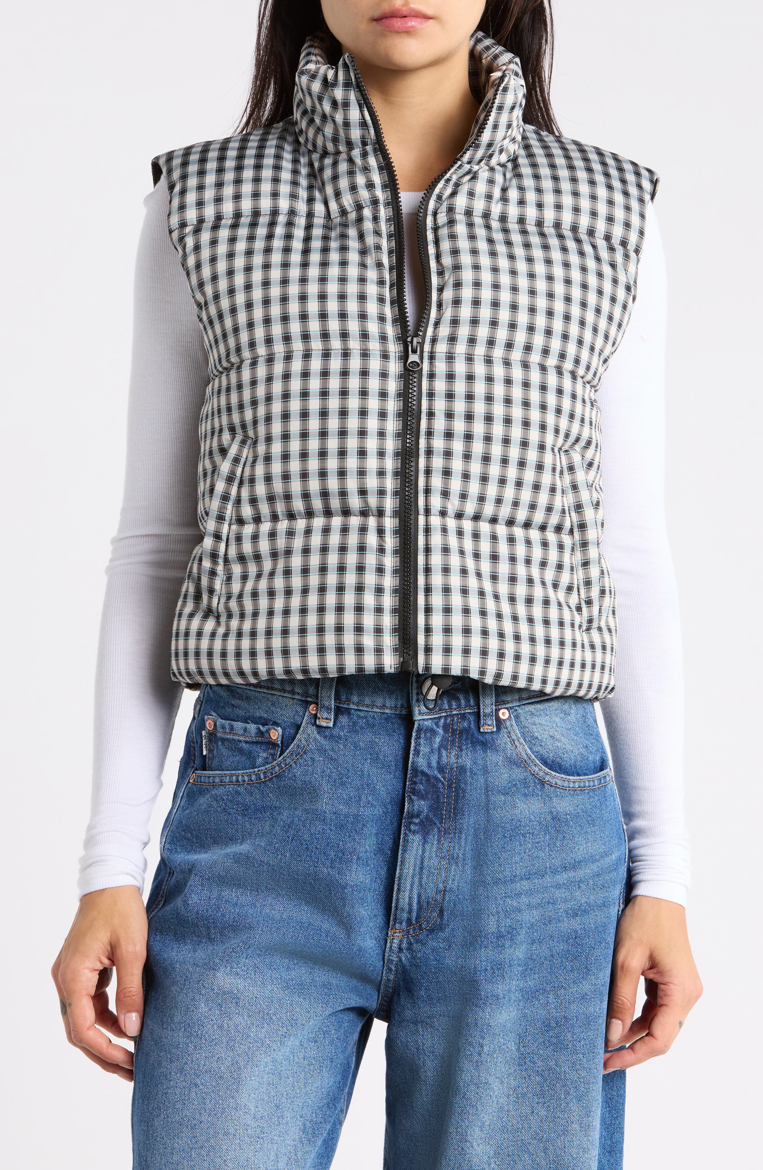 Gingham Puffer Vest